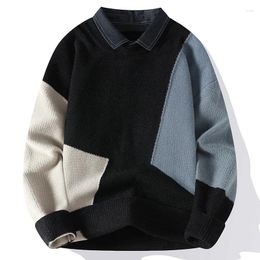 Chandail masculin Pleeur 2023 Collier de chemise d'hiver automne avec tricot inférieur épaissie pour la chaleur