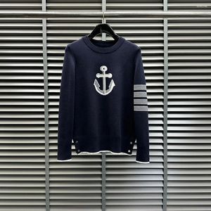 Suéteres para hombres Suéter Big Boat Anchor Otoño Invierno Coreano Alto Lujo Reseñas Muchos suéteres de punto de calidad para mujeres