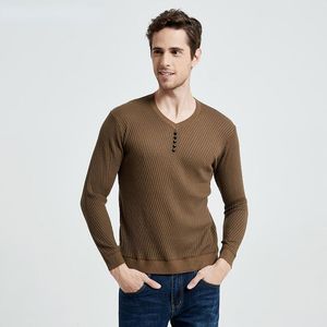 Suéteres para hombre, suéter informal con botones y cuello en V, camisa, primavera 2023, ajustado, de manga larga, de punto, de algodón suave, ropa de marca para hombre