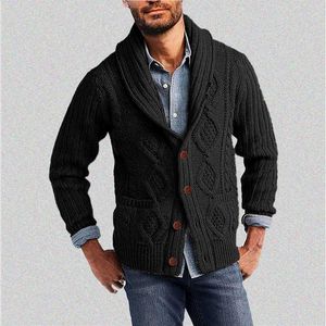 Suéteres para hombres suéter hombres cardigan invierno otoño de un solo pecho moda chal cuello abrigo casual