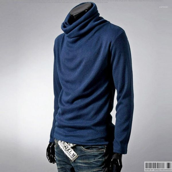 Pulls pour hommes Pull Hommes Coréen Mode Pile Tas Col Tops Casual Hommes Vêtements À Manches Longues Tricoté Mâle