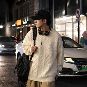 Pulls pour hommes Pull Hommes O-Cou Tricot Twist Argyle Style américain Pull Vintage Casual Baggy Épaissir Jumper Chic StreetwearMen's