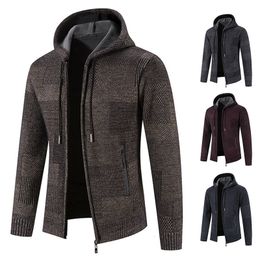 Pulls pour hommes pull pull à capuche veste zippée gaufré tricot recadré tricoté couleur unie col rond basique élégant extérieur 230822