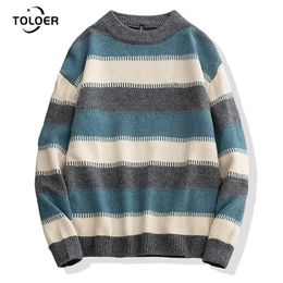 Chandails pour hommes Sweter Bergaris Baru Pria Musim Gugur Dingin Harajuku Pull Lengan Panjang Longgar Pakaian Kasual Kerah Bulat 220830