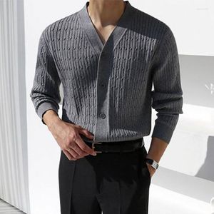 Pulls pour hommes SYUHGFA Style coréen Knitwear Cardigan Tendance Mode Pull à col en V Automne 2023 Business Casual Sweatshirts Manteau