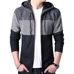 Pulls pour hommes épais à capuche automne hiver pull patchwork polaire cardigan manteau hommes veste chaude mâle surdimensionné vêtements plus taille agréable