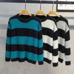 Hommes chandails minces hommes tricoté pull pulls mâle rayé coton tricots enfants basique automne printemps Jersey pull ample D3