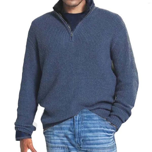 Suéteres para hombres Abrigo de invierno delgado Hombres Hombre Chaqueta para hombre Lana Extra larga Caída y cuello casual Cremallera