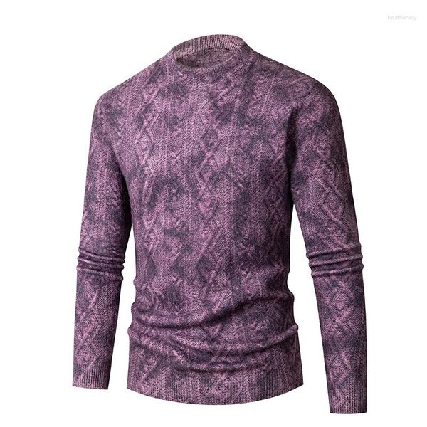 Pulls pour hommes Top Automne / Hiver 2023 Design de mode 3D Diamond Jacquard Pull Col rond Coupe chaude Tricot tricoté