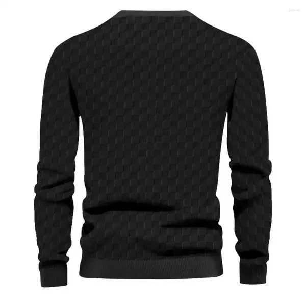 Pulls pour hommes Top Pull à manches longues à carreaux pour hommes T-shirt coupe ample avec manchette élastique printemps automne tissu doux épais détendu