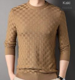 Pulls pour hommes haut de gamme nouvelle marque de mode pull en tricot à la mode pull de créateur de luxe pull à carreaux coréen uni