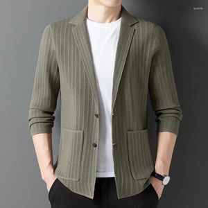 Mannen Truien Hoogwaardige Trui Blazer 2023 Herfst Single Breasted Vest Kantoor Mannelijke Gebreide Jas Lange Mouw Truien Jas