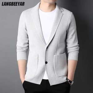 Pulls pour hommes Top Grade Laine 5% Marque Mode Tricot Style Coréen Cardigan Hommes Slim Fit Pull Casual Solide Manteaux Veste Hommes Vêtements 230807