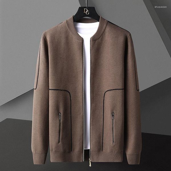 Suéteres para hombres Top Calidad Otoño Marca Moda Slim Fit Knit Cardigan Hombres Suéter japonés Abrigos casuales Chaqueta Ropa para hombre 2023 C127