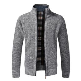 Suéter masculino de alta qualidade outono inverno jaqueta masculina slim fit gola com zíper jaqueta masculina algodão sólido grosso suéter quente 231117