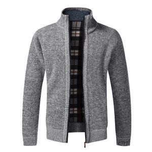 Pulls pour hommes Top qualité Cardigan automne hiver veste coupe ajustée col montant fermeture éclair coton solide épais pull chaud 221202