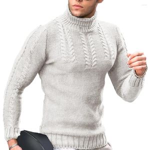 Pulls pour hommes Top Pull Col roulé Torsadé Acrylique ArmyGreen Noir Gris Foncé Gris Gris Blanc Marque de haute qualité