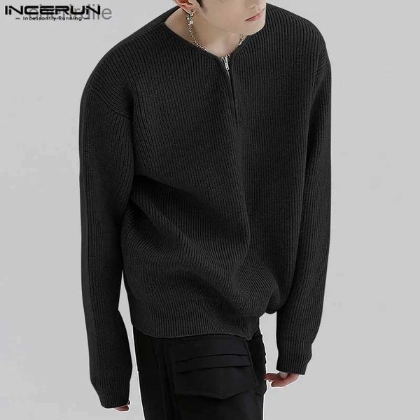 Suéteres para hombres Tops 2023 Estilo coreano Guapo Nuevos hombres Casual Suéter simple Moda Streetwear Venta caliente Sólido Semi-Zip Jerseys S-5XL YQ231030