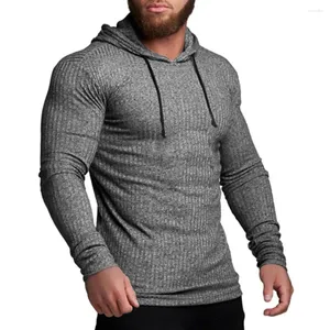 Herentruien Training Dieptepunt Knitwear Heren Sport T-shirt Stijlvol Geribbeld Slim Fit Capuchon Lange Mouw Trui Tops Voor Gym