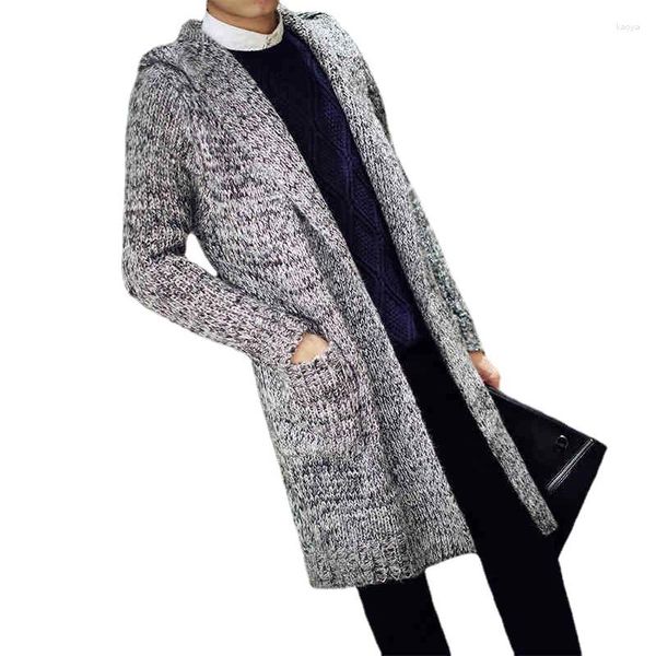 Pulls pour hommes Trench Coat épaissi pull X-long Cardigan