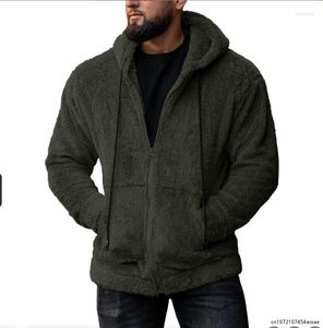 Pulls pour hommes à capuche à la mode avec chapeau cordon sweat épaissir chaud fausse fourrure en peluche hommes automne