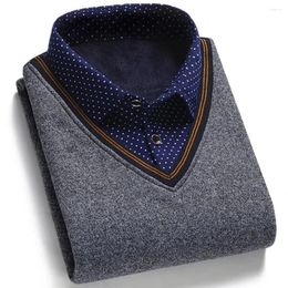 Мужские свитера Модный мужской базовый свитер в стиле преппи с рубашкой с воротником, универсальный вариант