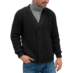Suéteres para hombres Hombres de moda Suéter Chaqueta Europea Americana Abrigo de invierno Abrigo de un solo pecho Slim Fit Punto Cardigan Streetwear