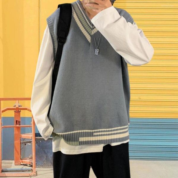 Pulls pour hommes à la mode rayure Style Preppy Anti-rétrécissement Streetwear hiver pull résistant à l'usure automne gilet pour l'école