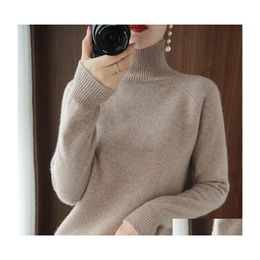 Herentruien Turtleneck Cashmere Sweater Vrouwen Winter Jumpers Gebreide vrouwelijke lange mouw dikke losse pleveld