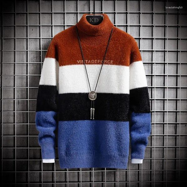 Suéteres de cuello alto para hombre, suéter de cuello alto, ropa de abrigo de punto Vintage para hombre, jerséis en oferta, otoño 2024