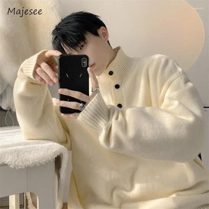 Suéteres para hombres Cuello alto Hombres Color puro Simple Minimalista Guapo Jersey Tierno Clásico Estilo Coreano Streetwear Acogedor 2023