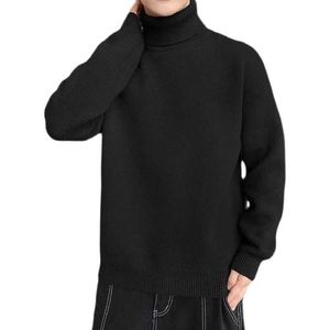 Pulls pour hommes col roulé couleur unie pull tricoté s Hip Hop décontracté automne hiver Streetwear vêtements noir blanc G221010