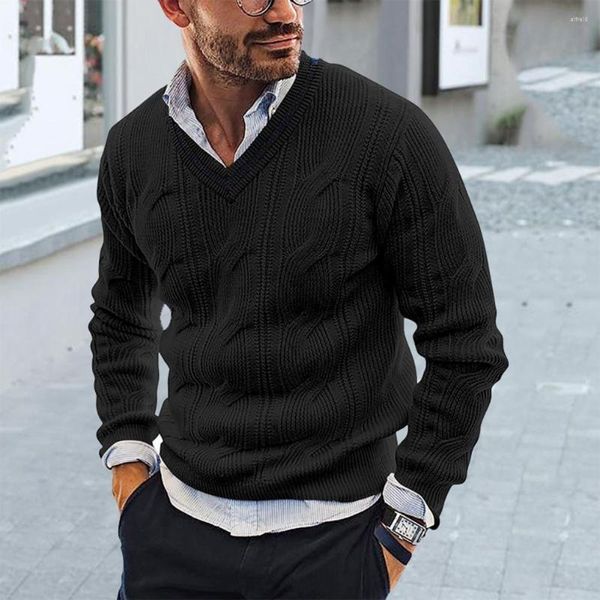 Maglioni da uomo Twist Pattern Autunno Inverno Streetwear Maglione pullover elasticizzato slim fit Base da uomo per le vacanze