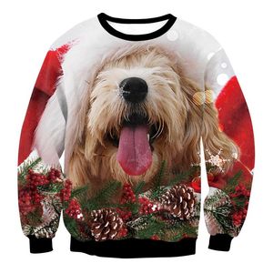 Suéteres para hombres Feo Navidad 3D Lindo Perro Animal Impreso Divertido Novedad Navidad Sudaderas Casual Vacaciones Familia Hombre Jerséis TopsMen's