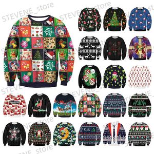 Pulls pour hommes Pull de Noël laid Hommes Femmes Jumpers 3D drôle mignon imprimé fête de vacances Noël anniversaire Sweatshirts unisexe pulls hauts T231220