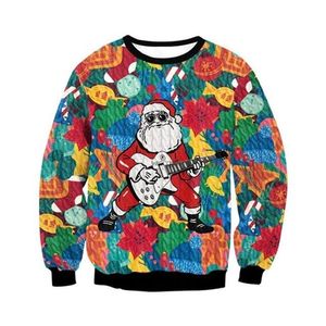 Herentruien Ugly Christmas Sweaters Men Vrouwen Jumpers Tops gelukkige verjaardag Jezus Sweater Green 3D Grappig Holiday Party Xmas Sweatshirt 220928
