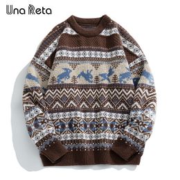 Heren truien Una Reta Harajuku heren wintertrui streetwear hiphop paar gebreide trui met lange mouwen Y2K jacquard truien man 230901