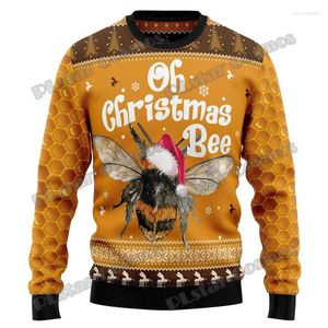 Pulls pour hommes unisexe Bee Happy Pattern Impression 3D Pull de Noël laid Hiver Neutre Casual Pull tricoté chaud