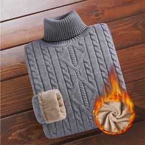 Herentruien fluweel verdikte trui winterturtleneck base shirt dik gebreide warme binnenkleding 220920