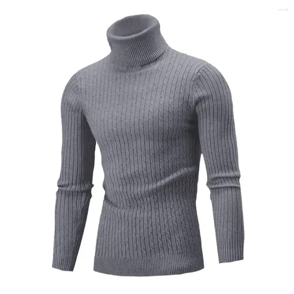 Pulls pour hommes T-shirt à col roulé polyvalent pour vêtements décontractés ou formels T-shirt ajusté avec col haut élégant chaud automne