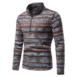 Heren Sweaters Vintage Afrikaanse Print Turtleneck Sweater Heren 2022 Merk Slim Fit Quarter Zip Pullover Harajuku Kleding XXL