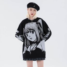 Männer Pullover Vintage Harajuku Winter Strickwaren Frauen Übergroße Langarm Top Gothic Japanische Streetwear Cartoon Mädchen Pullover