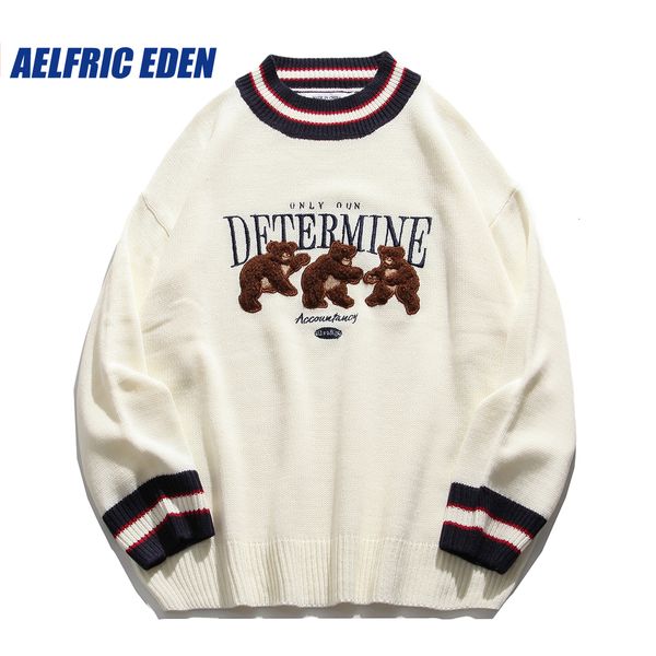 Pulls pour hommes Vintage Harajuku Femmes Brown Bear Pull Y2K Mode Rétro Hip Hop Tricoté Pull Pull Pull Casual Couple Pull 230901