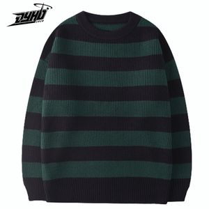 Pulls pour hommes Vintage tricoté hommes femmes Harajuku décontracté coton pull Tate Langdon même Style vert hauts à rayures automne 221007