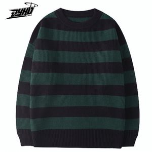 Herentruien Vintage gebreide trui Men vrouwen Harajuku Casual katoenen pullover Tate Langdon Sweater dezelfde stijl groen gestreepte tops herfst 220926