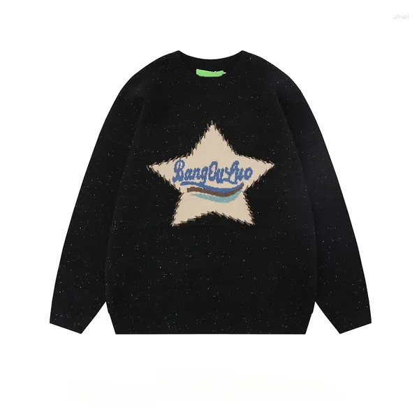 Pulls pour hommes Vintage Knitwear Pull Hommes Femmes Streetwear Géométrique Star Casual Crewneck Jaquard American Unisex College Pull