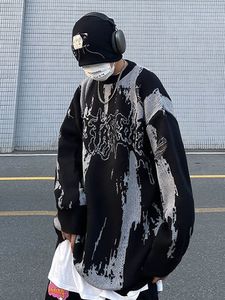 Pulls pour hommes Vintage pull surdimensionné femmes Harajuku vêtements coréens à manches longues col rond Y2k hiver tricoté pull Jacquard Goth mode hommes 230818