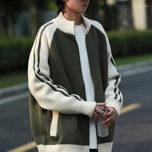 Pulls de chasque pour hommes vintage rétro raglan cardigan veste en tricot en tricot japonais