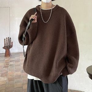 Herensweaters Wafeltrui Ronde hals Effen kleur Losse man Gebreide truien Mode Koreaanse stijl Mannelijke winterkleding