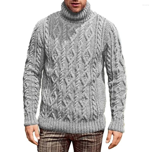 Suéteres para hombre, suéter cálido de cuello alto de invierno para hombre, jersey de manga larga, prendas de punto, opciones en gris/azul marino/gris oscuro/verde militar